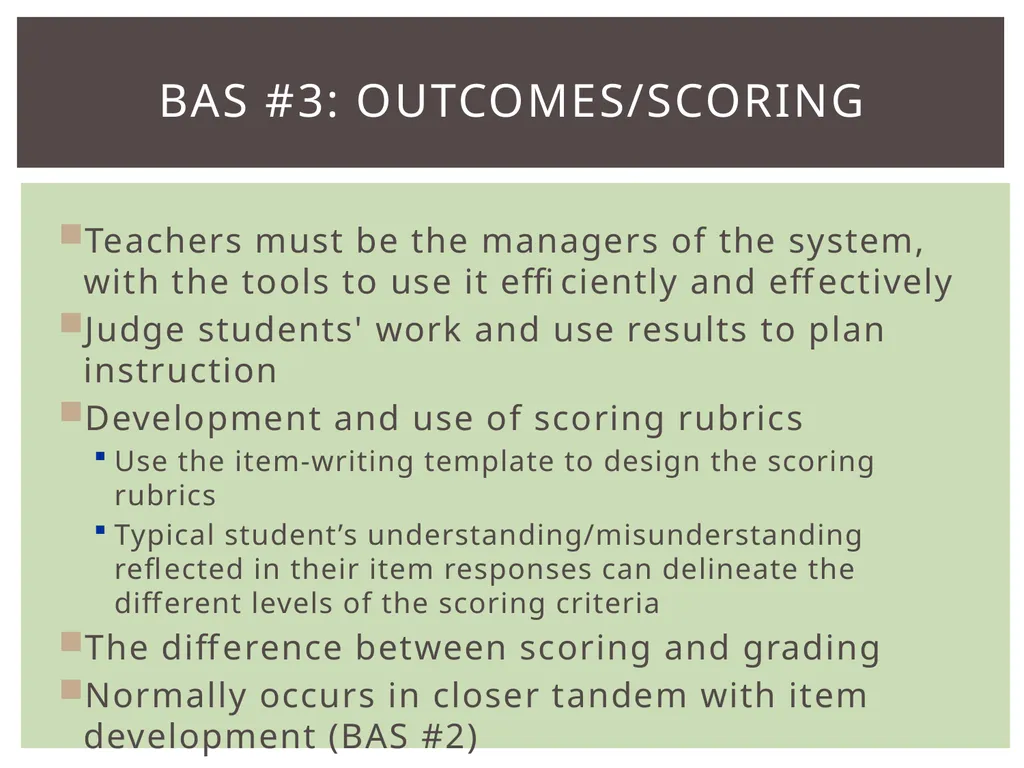 Review of BAS Learning progression Item design - slide 21 of 28