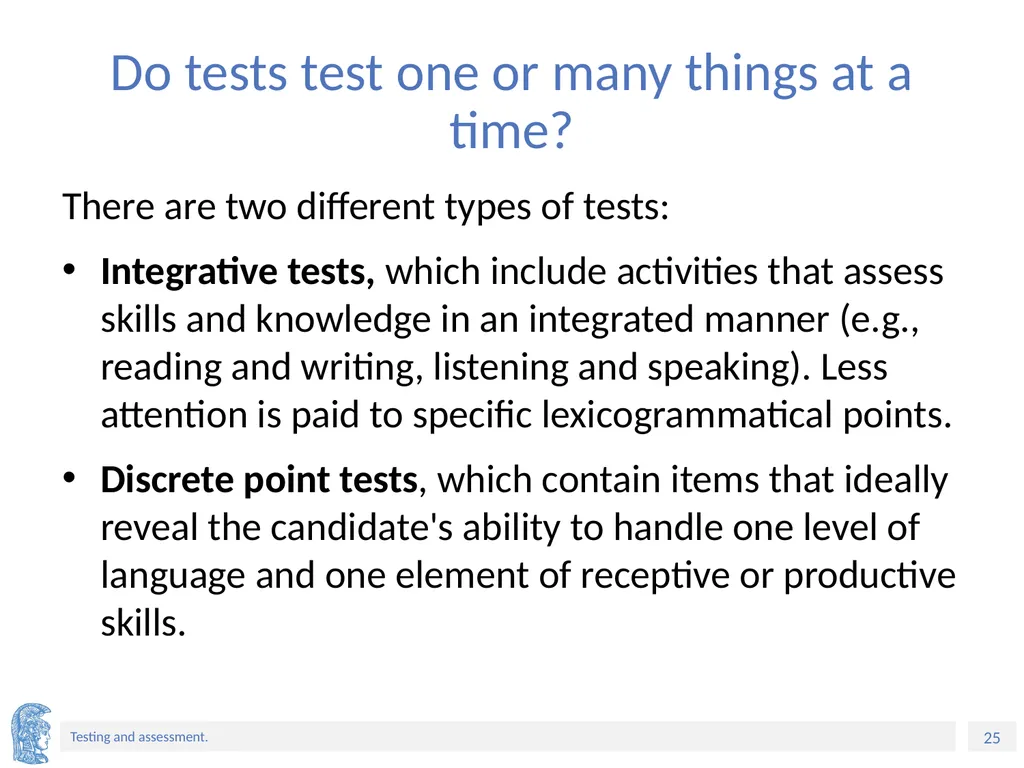 ELT Methods and Practices Unit 9: Testing and - slide 25 of 46