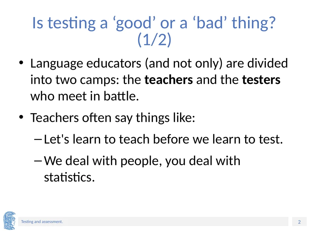 ELT Methods and Practices Unit 9: Testing and - slide 2 of 46