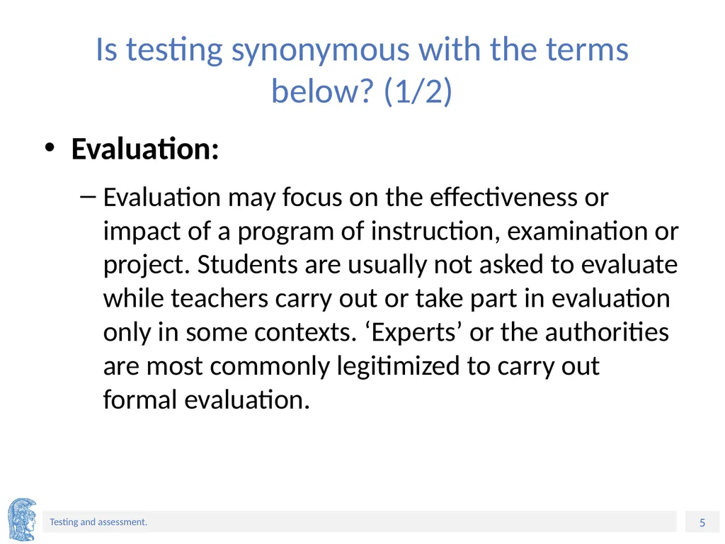 ELT Methods and Practices Unit 9: Testing and - slide 5 of 46