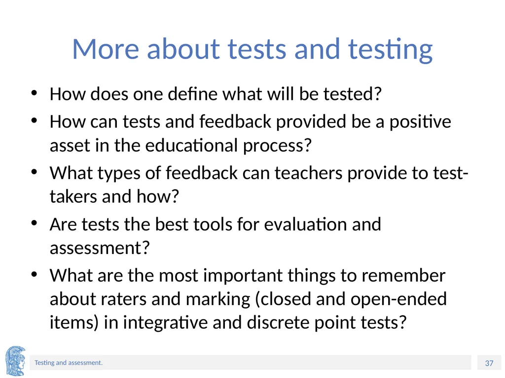 ELT Methods and Practices Unit 9: Testing and - slide 37 of 46