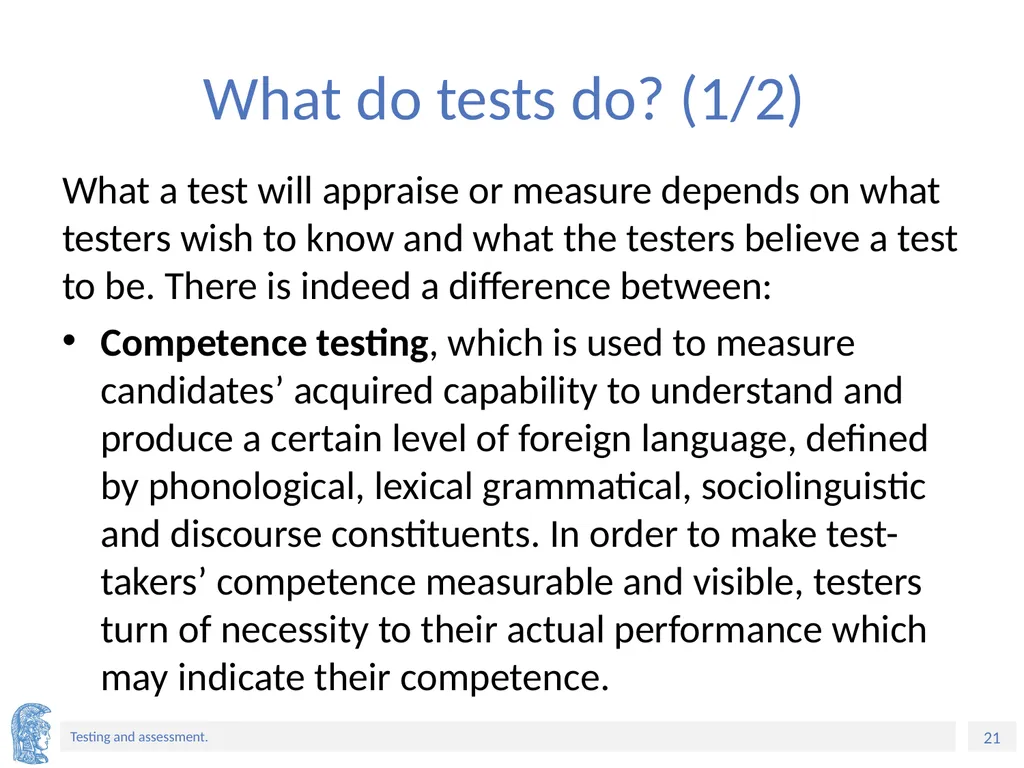 ELT Methods and Practices Unit 9: Testing and - slide 21 of 46
