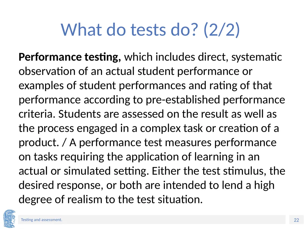 ELT Methods and Practices Unit 9: Testing and - slide 22 of 46