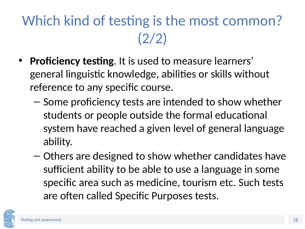 ELT Methods and Practices Unit 9: Testing and - slide 18 of 46