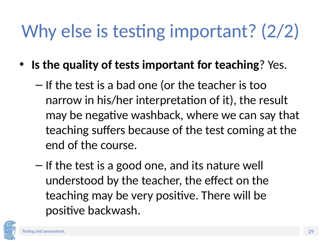 ELT Methods and Practices Unit 9: Testing and - slide 29 of 46