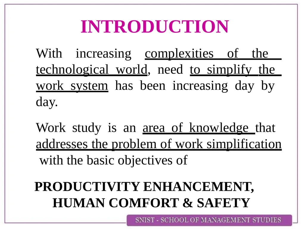 WORK STUDY INTRODUCTION   With increasing - slide 2 of 11