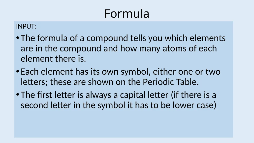 Atoms, Elements and Compounds Foundation LOW - slide 13 of 19