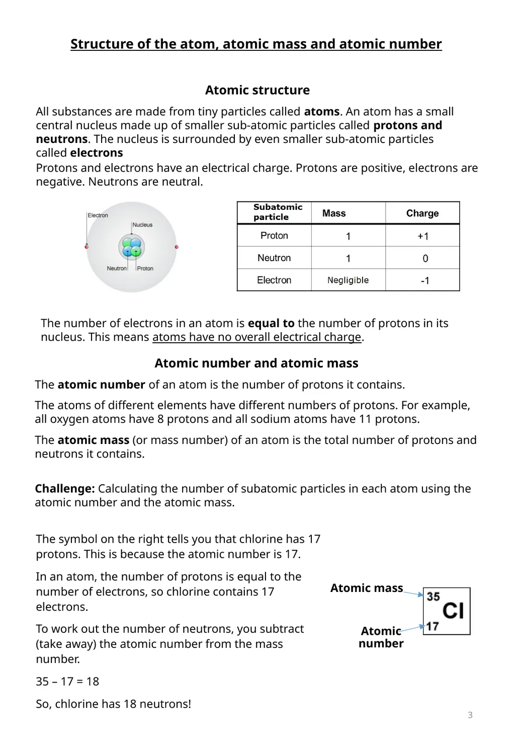 Week 1 – Atomic Structure Elements, Mixtures and - slide 3 of 6