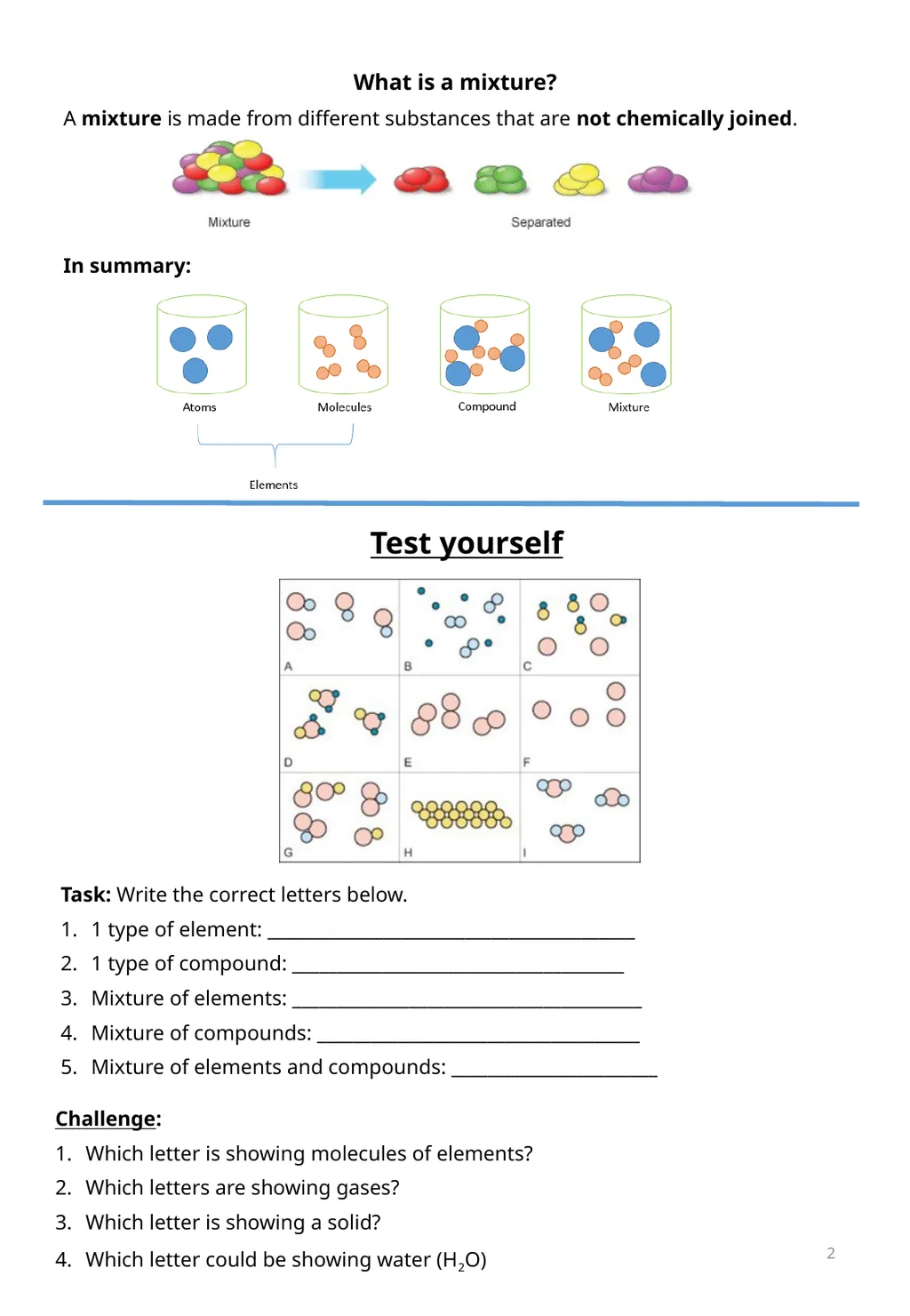 Week 1 – Atomic Structure Elements, Mixtures and - slide 2 of 6