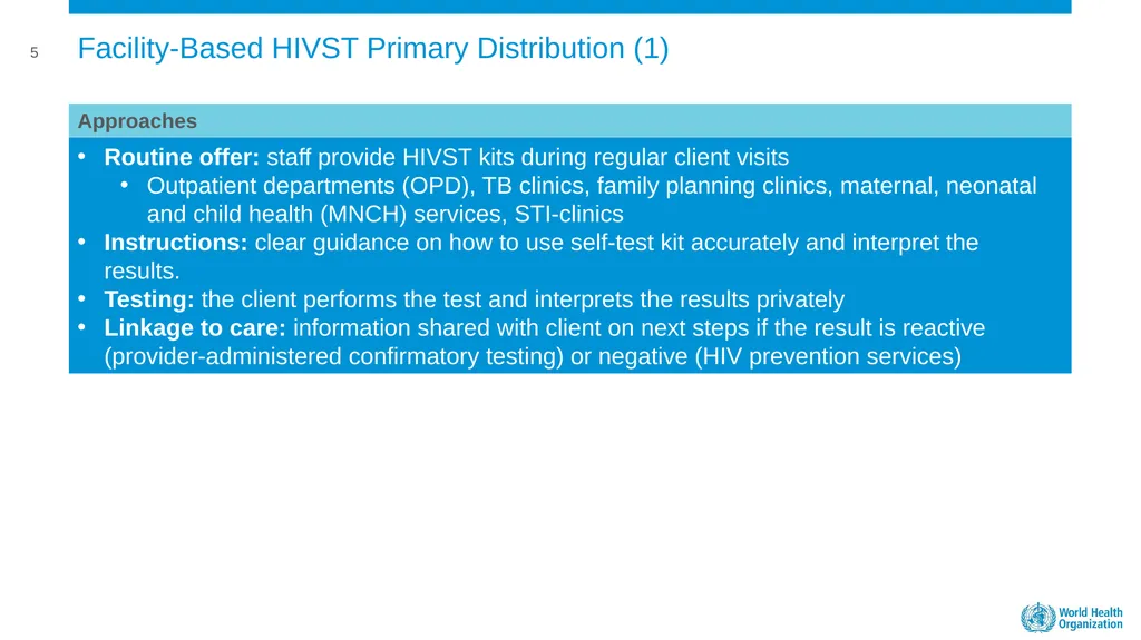MODULE 5: FACILITY BASED HIVST DISTRIBUTION - slide 4 of 13