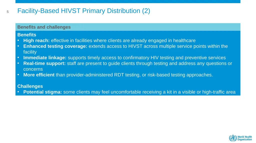 MODULE 5: FACILITY BASED HIVST DISTRIBUTION - slide 5 of 13