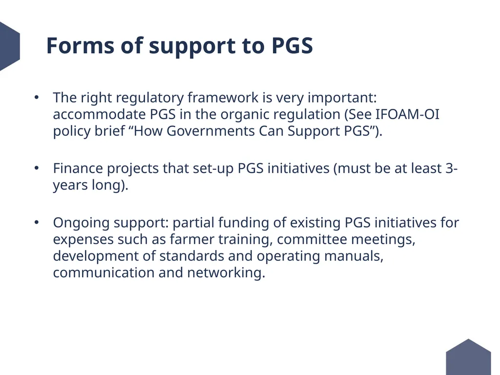 Public support to PGS development Political - slide 5 of 11