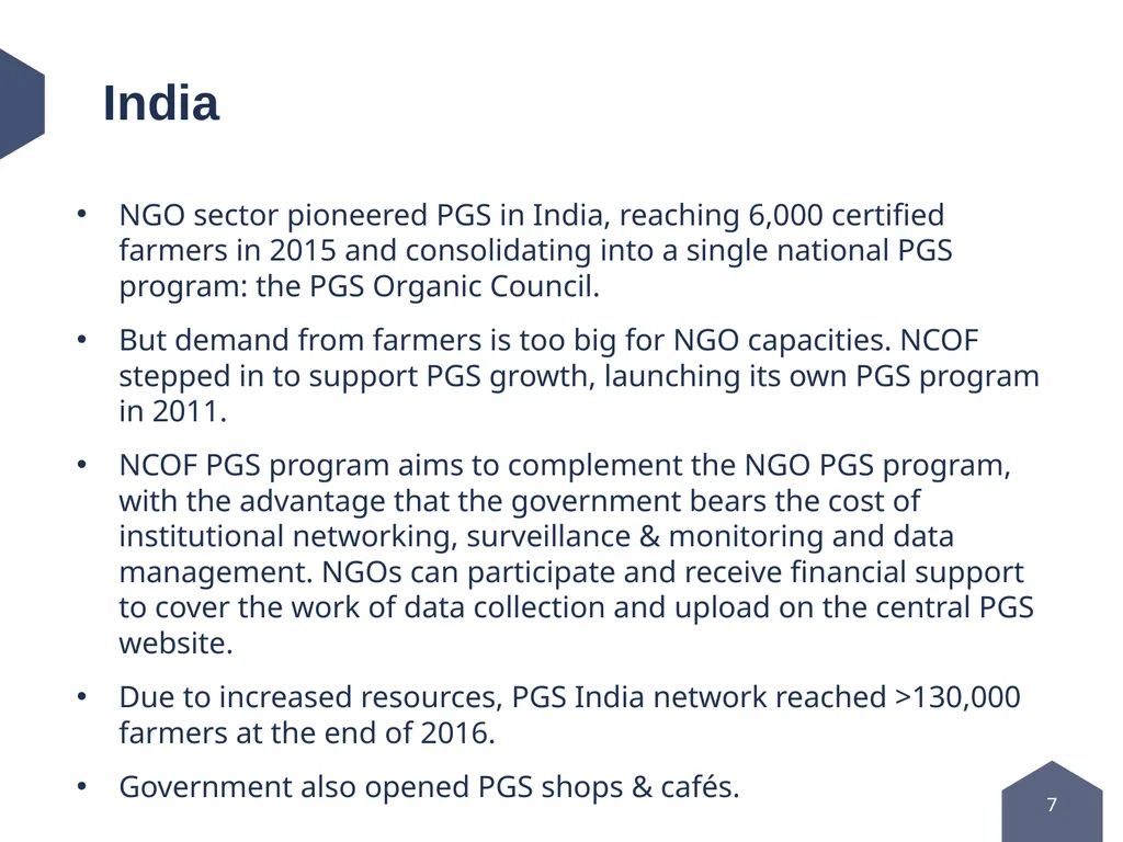 Public support to PGS development Political - slide 7 of 11