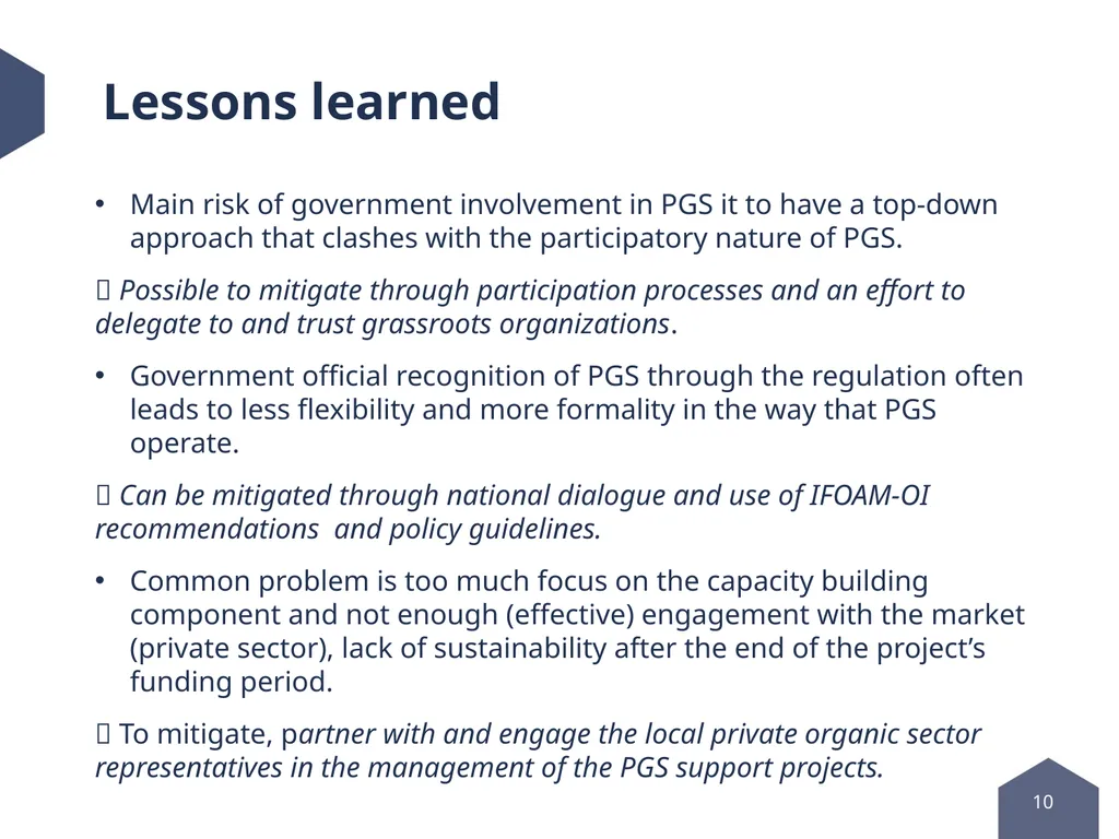 Public support to PGS development Political - slide 10 of 11