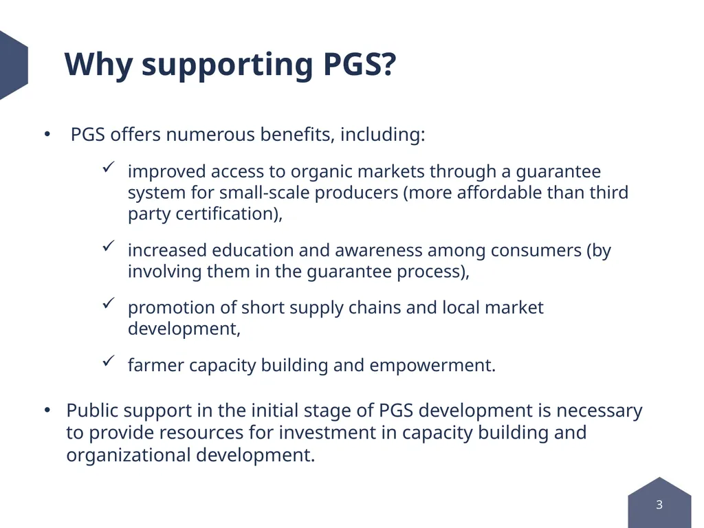 Public support to PGS development Political - slide 3 of 11