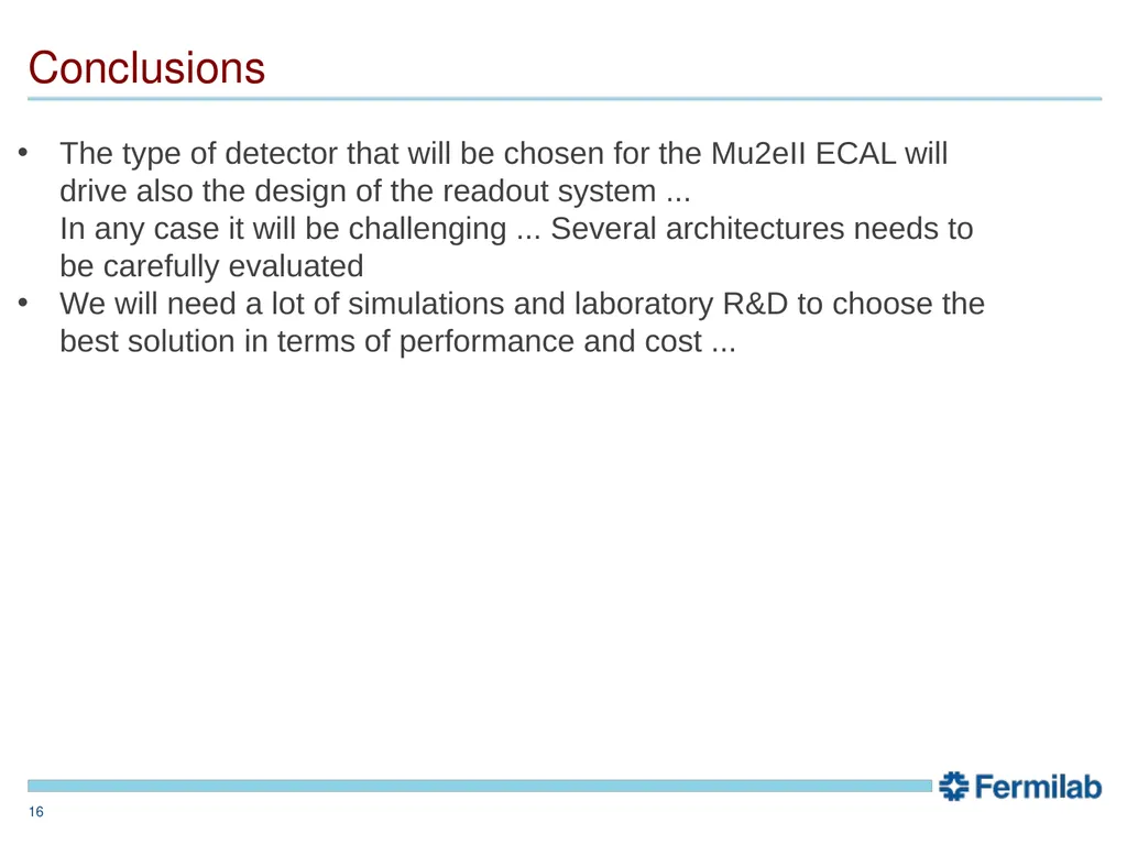 Mu2eII calorimeter readout: sparse ideas F. - slide 16 of 16