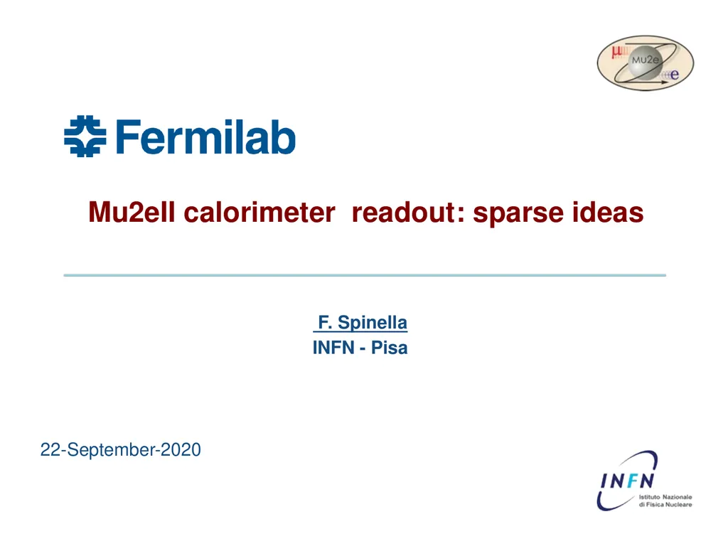 Mu2eII calorimeter readout: sparse ideas F. - slide 1 of 16