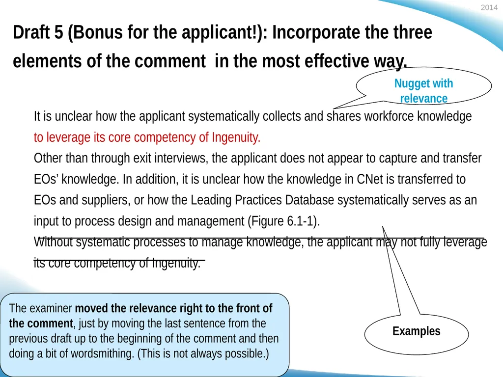 Polishing Feedback Comments Sample 2: Process OFI - slide 8 of 10