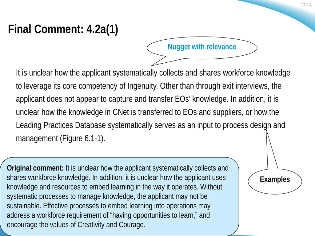Polishing Feedback Comments Sample 2: Process OFI - slide 9 of 10
