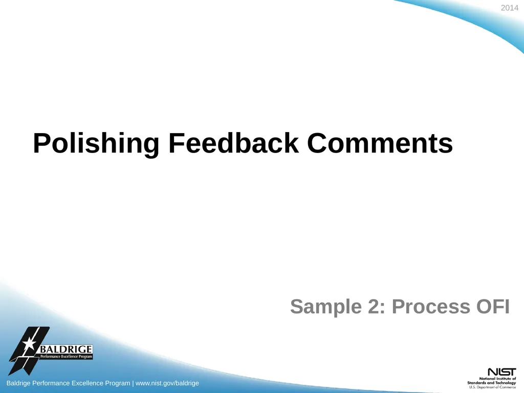 Polishing Feedback Comments Sample 2: Process OFI - slide 1 of 10