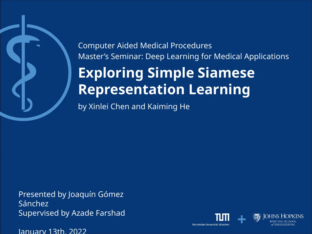 Exploring Simple Siamese Representation Learning - slide 1 of 29