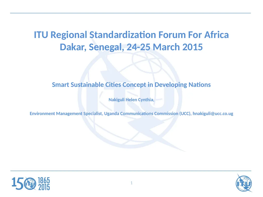 ITU Regional Standardization Forum For Africa - slide 1 of 15