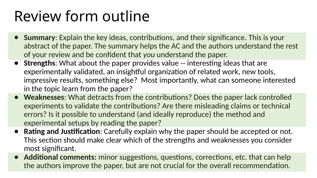 How to Write Good Reviews for CVPR Based on - slide 9 of 19