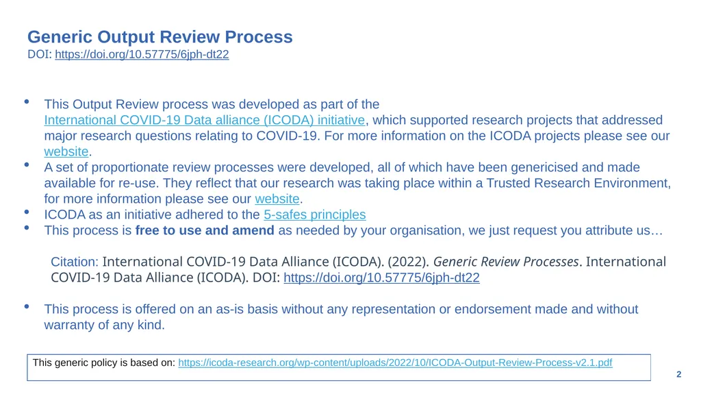 Generic Output Review Process for research - slide 2 of 16