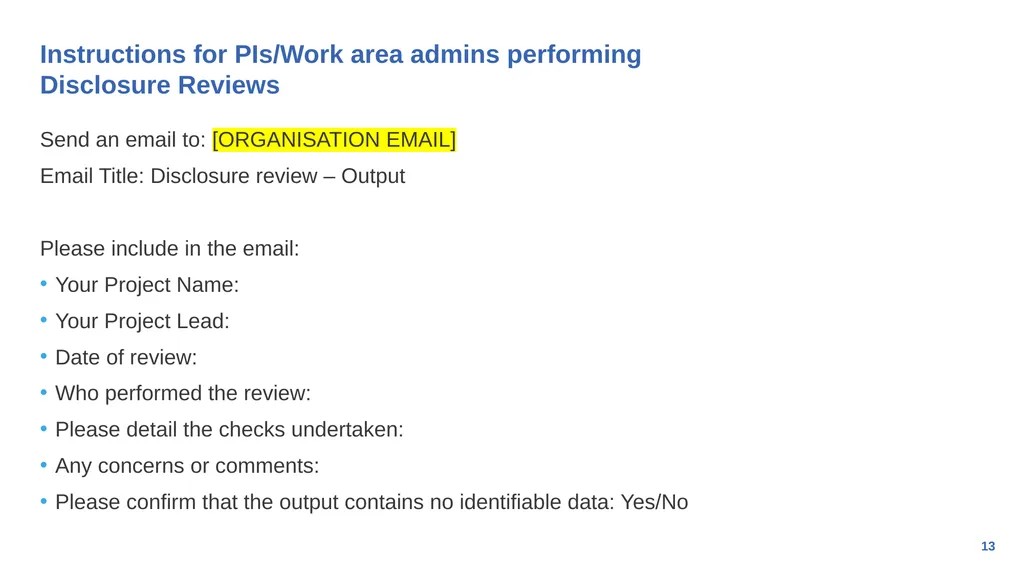 Generic Output Review Process for research - slide 13 of 16