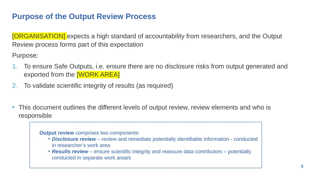 Generic Output Review Process for research - slide 5 of 16
