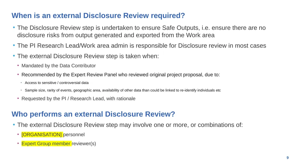 Generic Output Review Process for research - slide 9 of 16