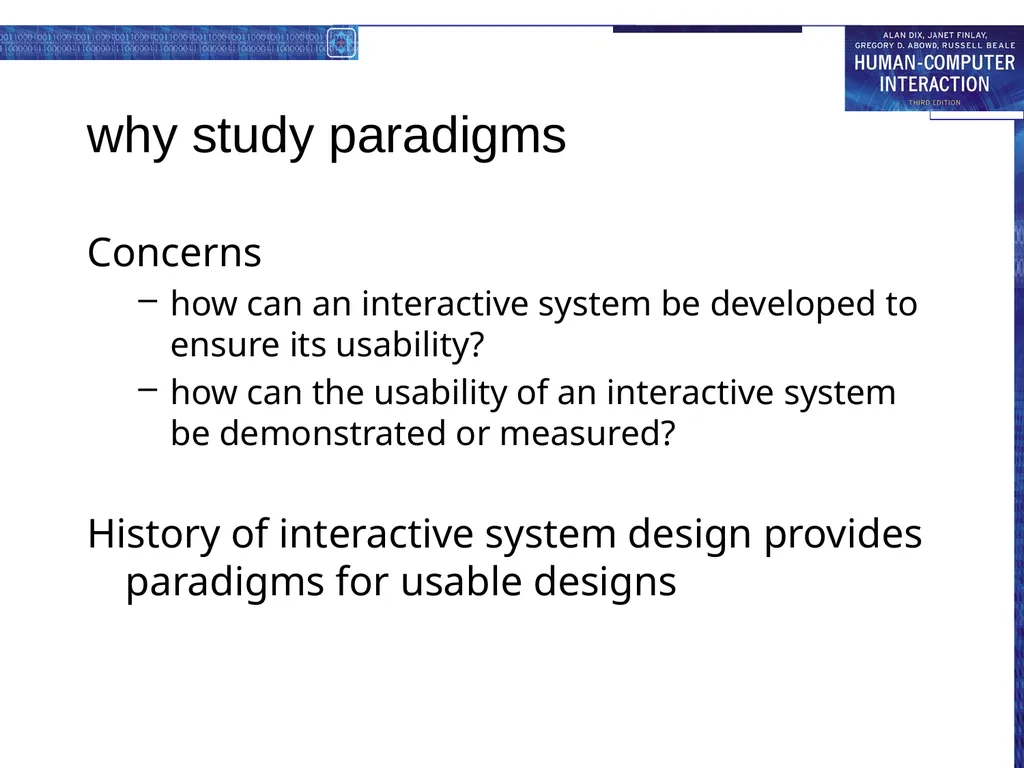 chapter 4 paradigms why study paradigms Concerns - slide 2 of 26
