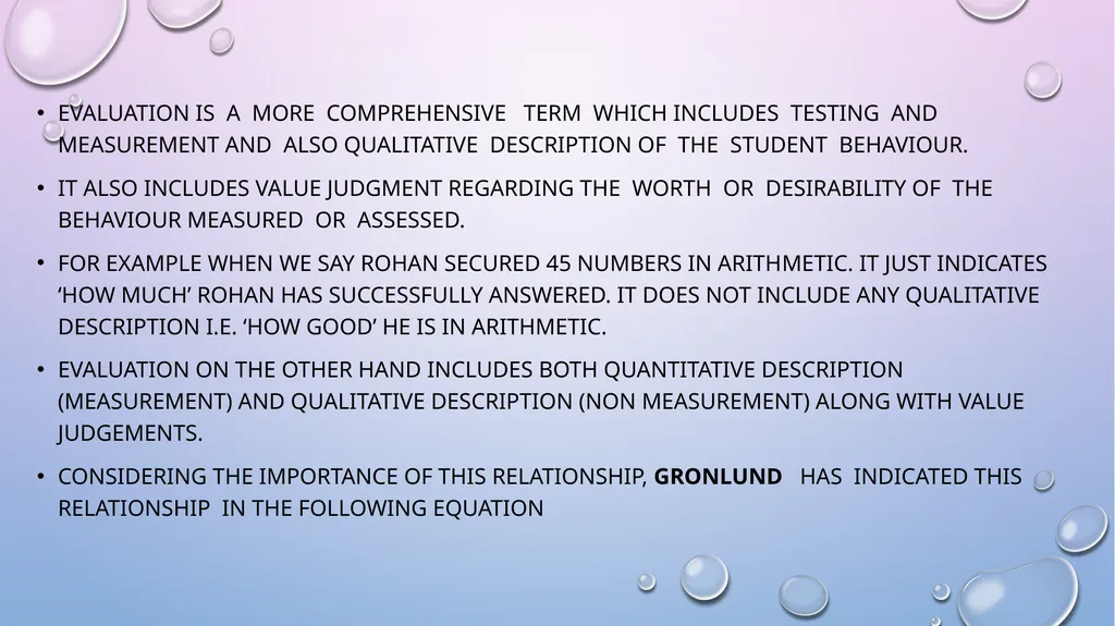 CONCEPT OF EVALUATION The terms measurement and - slide 3 of 16