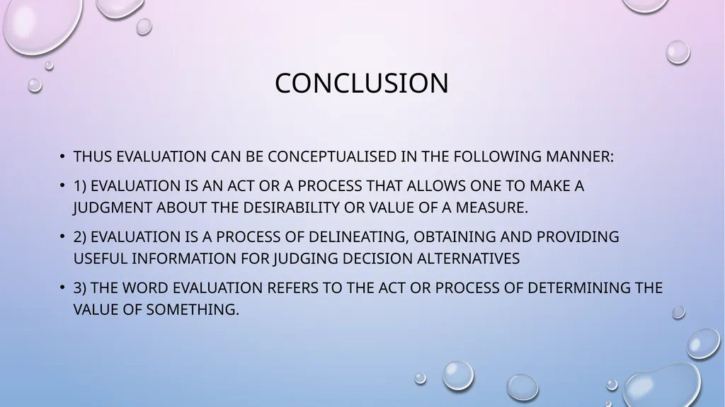 CONCEPT OF EVALUATION The terms measurement and - slide 9 of 16