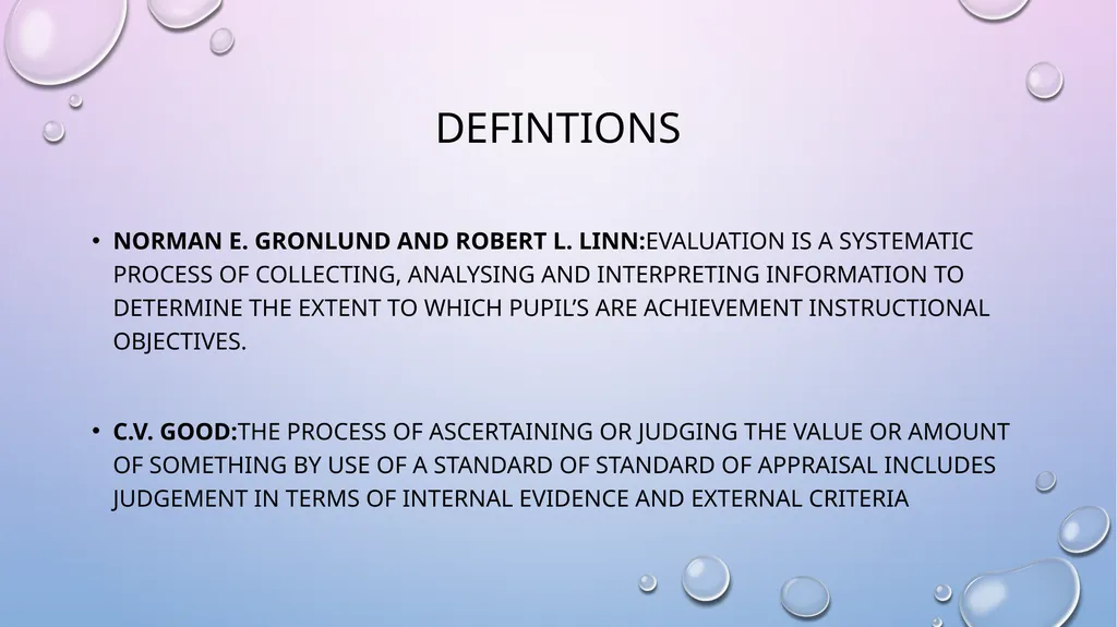CONCEPT OF EVALUATION The terms measurement and - slide 8 of 16
