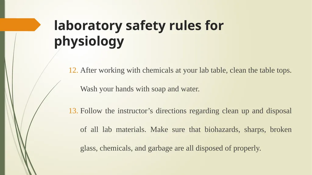 laboratory safety rules for physiology laboratory - slide 10 of 14