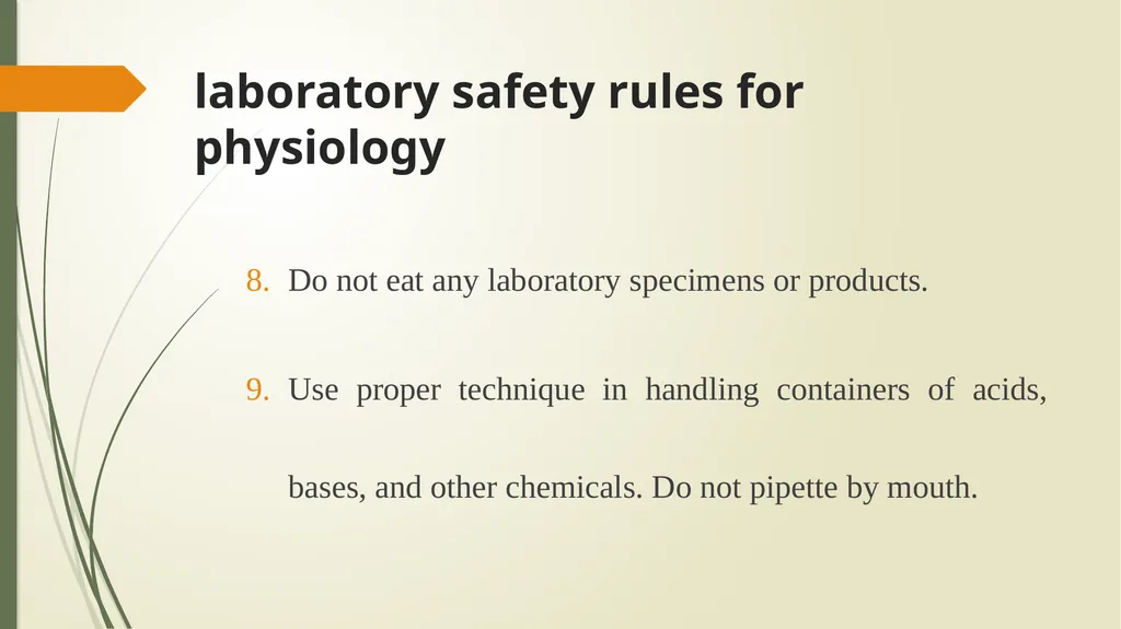 laboratory safety rules for physiology laboratory - slide 8 of 14