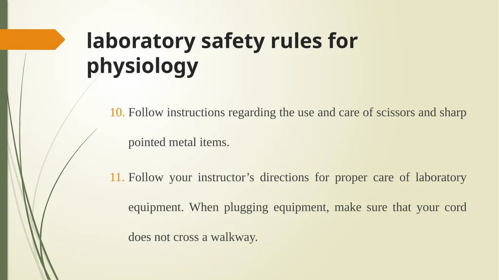 laboratory safety rules for physiology laboratory - slide 9 of 14