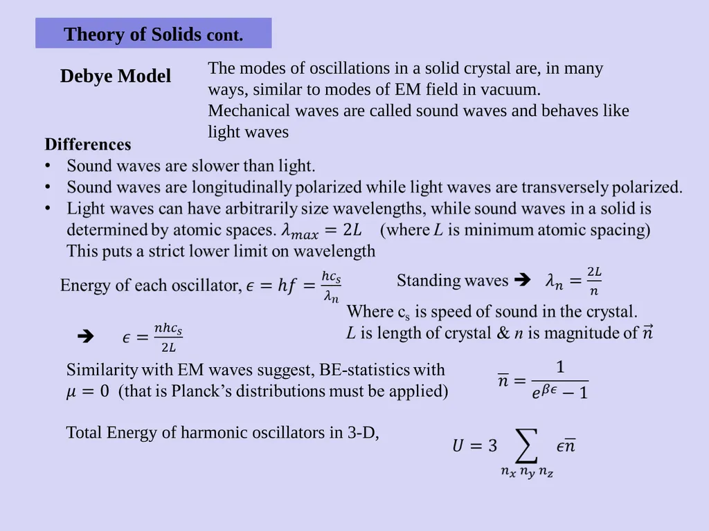 Theory of Solids Classical model: Ideal gas model - slide 3 of 9