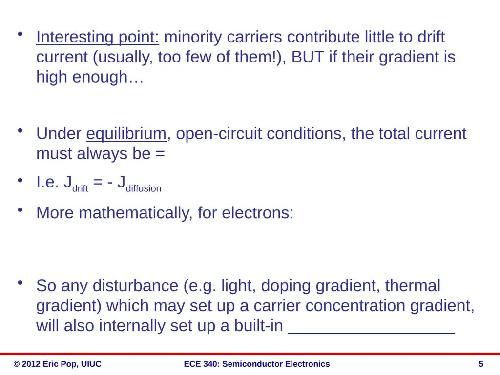 ECE 340 Lectures 16-18 Diffusion of carriers - slide 5 of 16