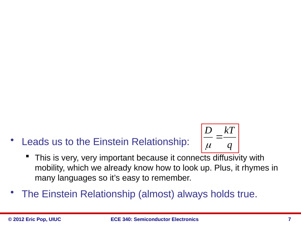 ECE 340 Lectures 16-18 Diffusion of carriers - slide 7 of 16