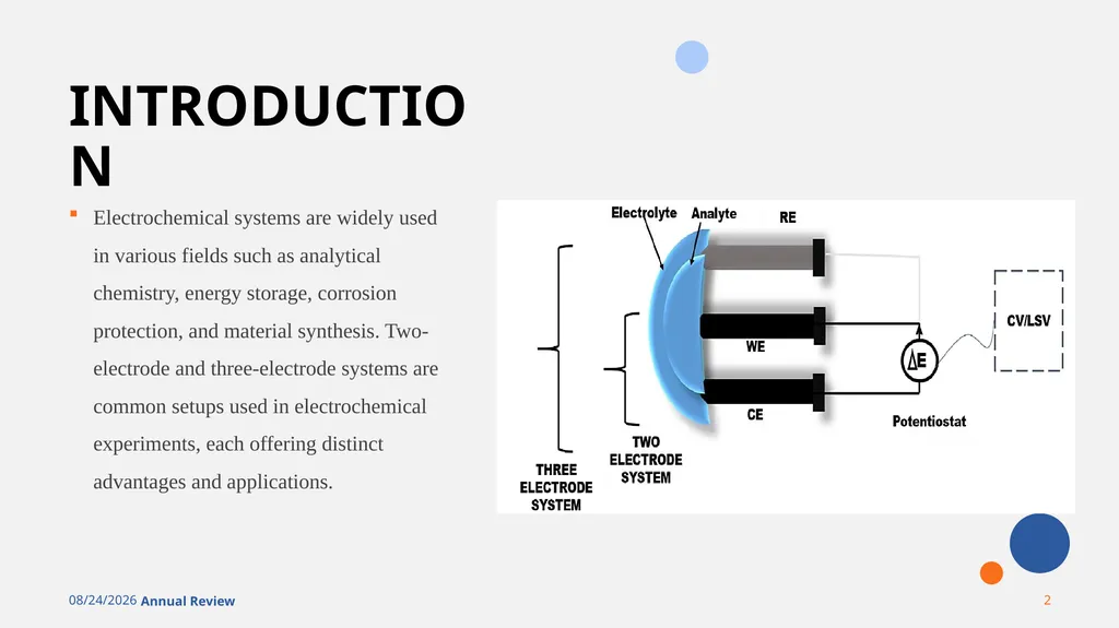 TWO VS THREE ELECTRODE SYSTEM TITLE PRESENTED TO: - slide 2 of 14