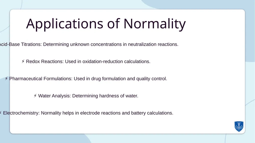 UNDERSTANDING NORMALITY, MOLARITY, AND MOLALITY - slide 9 of 16