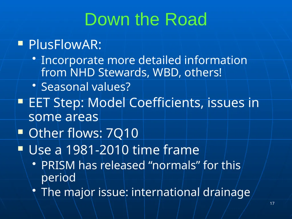 1 Improved Flow Estimates in NHDPlus Version 02 - slide 17 of 18