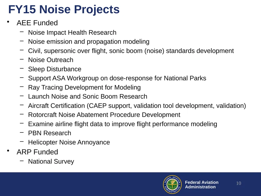Noise Research Roadmap and Update REDAC – E&E - slide 10 of 17