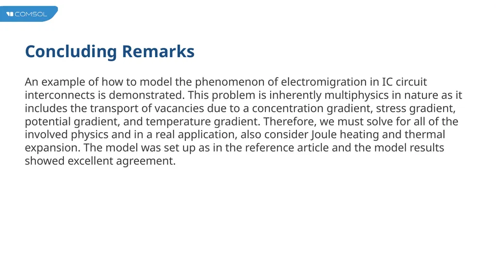 Vacancy Electromigration in IC Interconnect Lines - slide 13 of 14