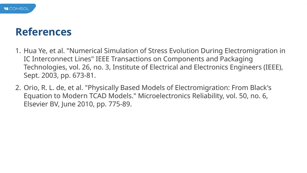 Vacancy Electromigration in IC Interconnect Lines - slide 14 of 14