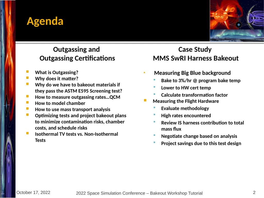 Bakeout Workshop Glenn Rosecrans, KBR, Inc. - slide 2 of 47