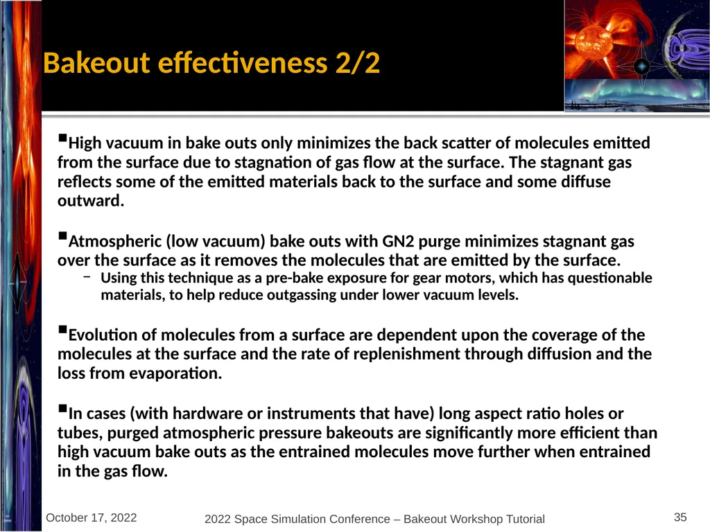 Bakeout Workshop Glenn Rosecrans, KBR, Inc. - slide 35 of 47