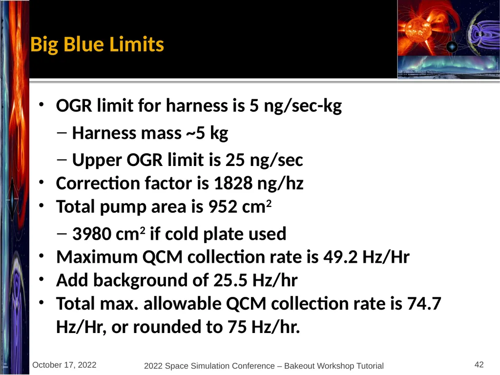 Bakeout Workshop Glenn Rosecrans, KBR, Inc. - slide 42 of 47